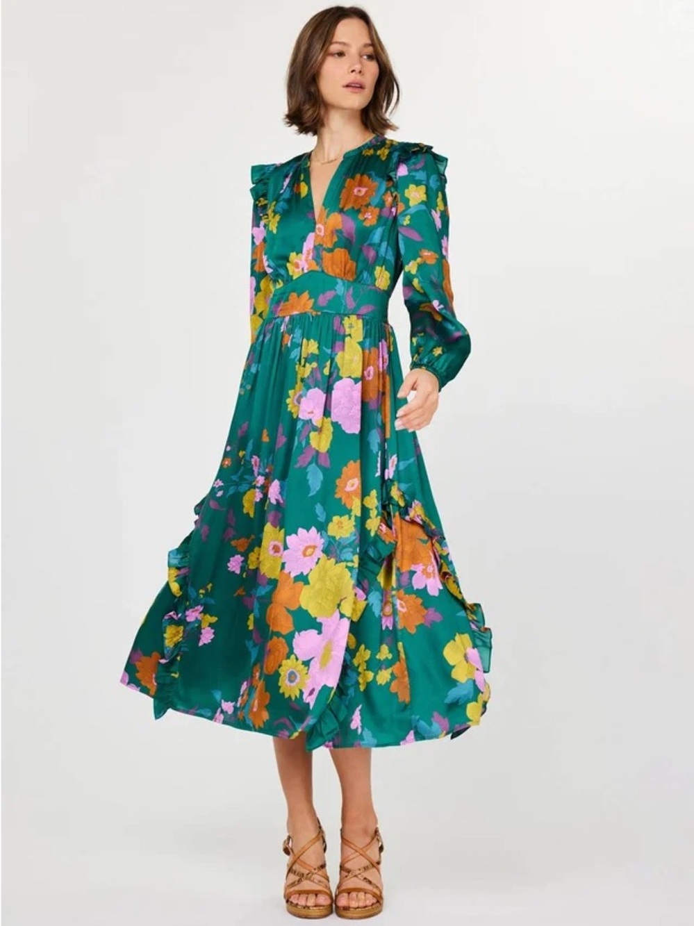 Current Air Vibrant Floral Long Sleeve Dress size xl